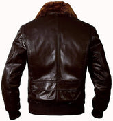 Men's Outerwear A2 Cockpit Pilot Military Brown Bomber Jacket with US Flag Jacket - MNCLeather